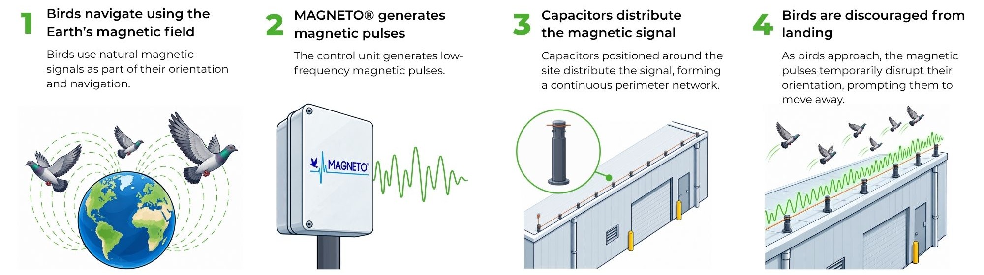 How MAGNETO magnetic bird deterrent works