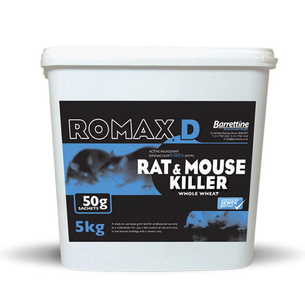 ROMAX D Rat and Mouse Killer Whole Wheat 50g Sachets
